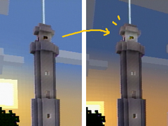 Minecraftの灯台のon/offの説明図